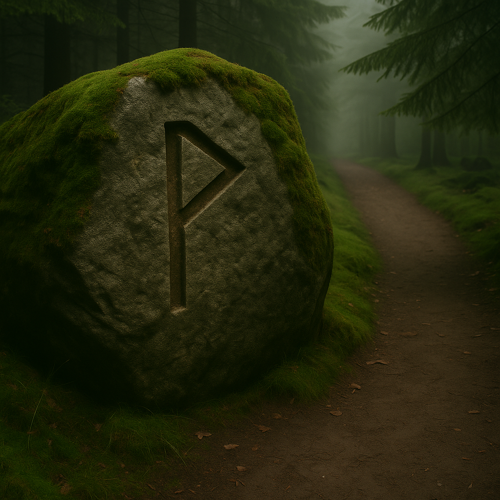 Wunjo Rune Bedeutung – Darstellung der Rune Wunjo aus dem Älteren Futhark als Symbol für Freude, Harmonie und seelische Ganzheit