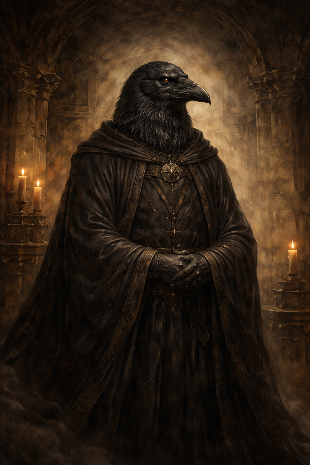 Aamon Dämonologie quellennahe Darstellung des Dämons Aamon mit menschlichem Körper und Rabenhaupt nach der Ars Goetia