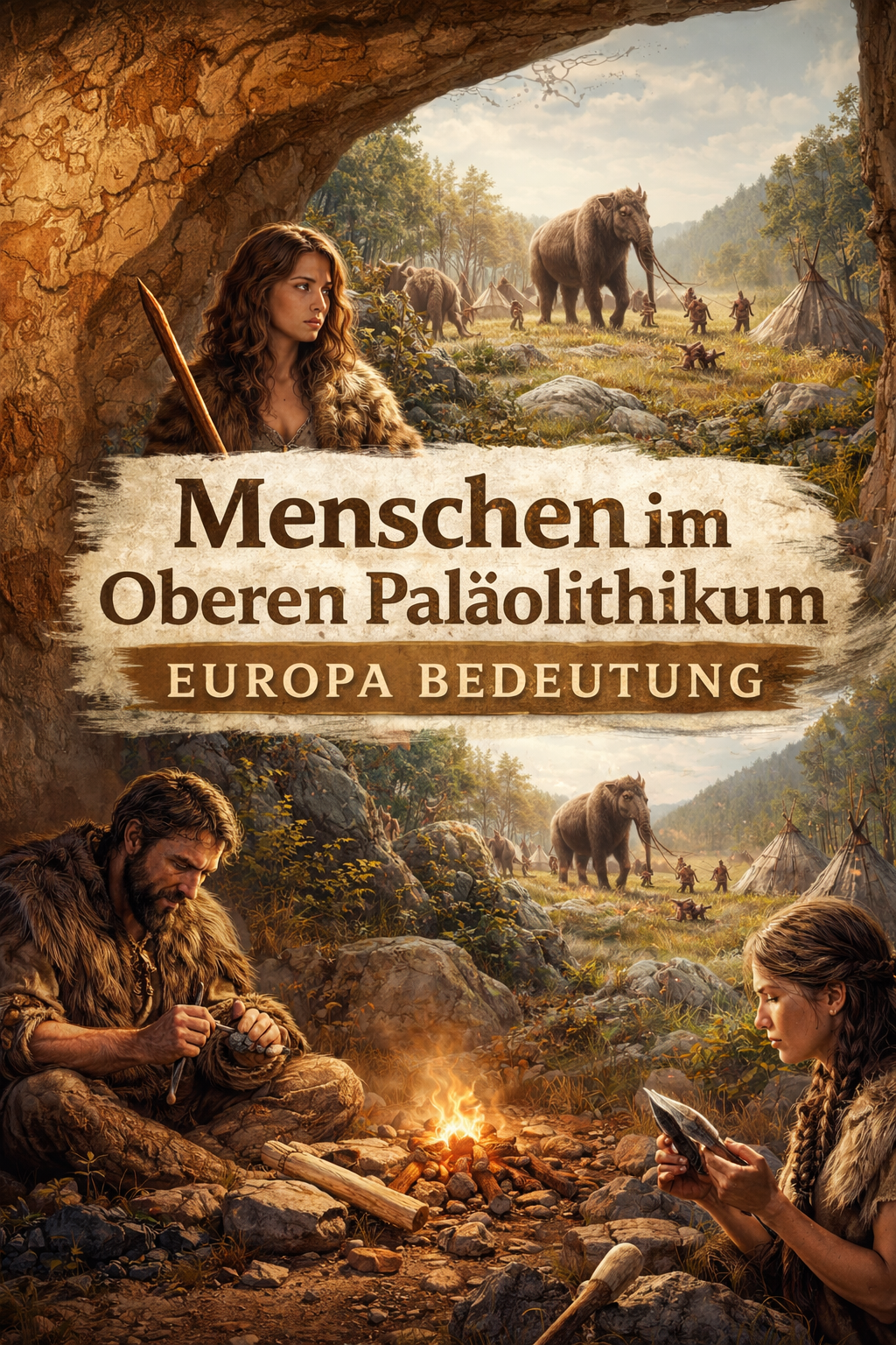 Menschen im Oberen Palaeolithikum Europa Bedeutung Darstellung von Alltag, Werkzeugherstellung und Jagd in der Eiszeit
